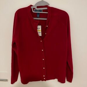 Karen Scott Red Pearl Cardigan